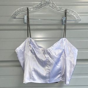 Nasty Gal Chain Strap Corset Cami Top. white sz 14